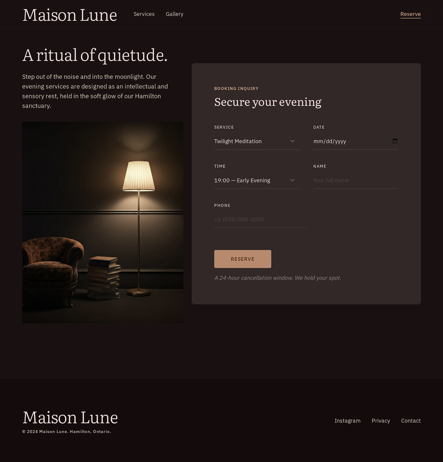 Maison Lune Nails — reservation page with single-step booking flow.